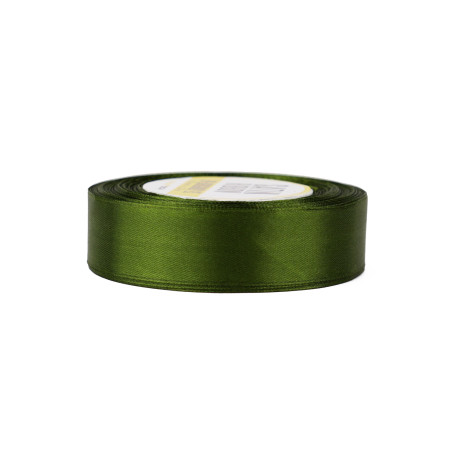 Oliivroheline satiinlint – läikiv, 25 mm laiune, 32 m rull