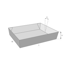 D20.20.20.00 Style A Tray with 4 Cornered Rectangular Basis Single Walled, Glued, Taper Sides