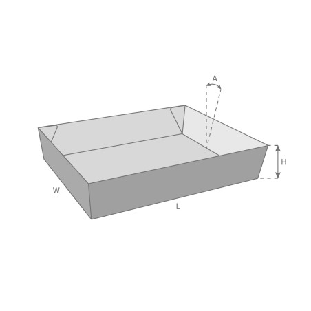 D20.20.20.00 Style A Tray with 4 Cornered Rectangular Basis Single Walled, Glued, Taper Sides