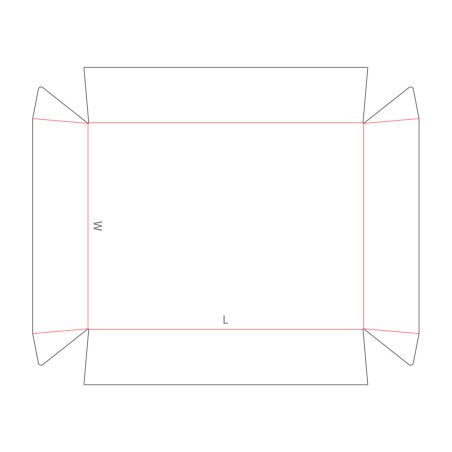D20.20.20.00 Style A Tray with 4 Cornered Rectangular Basis Single Walled, Glued, Taper Sides