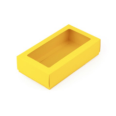 Kaheosaline kollane papist kinkekarp aknaga | 200x110x50 mm | Superbox