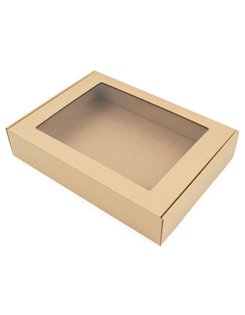 Коричневая подарочная коробка с прозрачным окошком