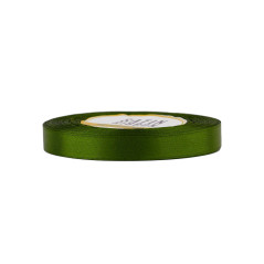 Olive green satin ribbon – glossy, 12 mm wide, 32 m roll