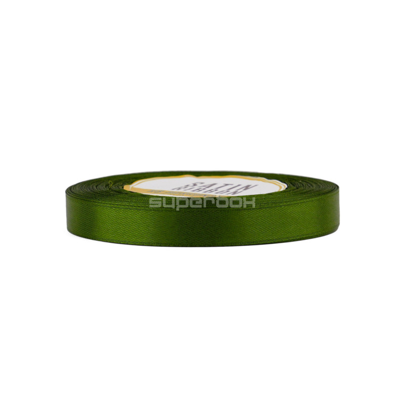 Slim Olive Green Satin Ribbon, 12 mm Width