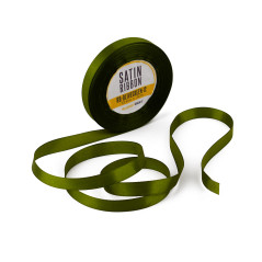 Slim Olive Green Satin Ribbon, 12 mm Width