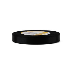 Black satin ribbon – glossy, 12 mm wide, 32 m roll