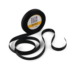 Narrow Black Satin Ribbon, 12 mm Width