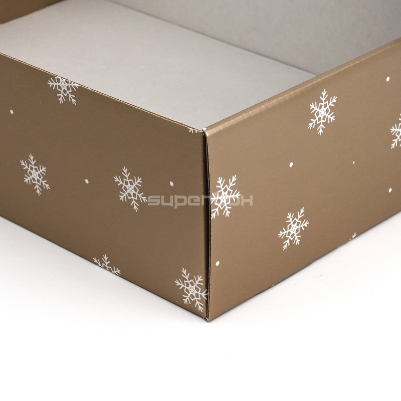 Muted Gold A4 Size Gift Box with PVC Window and Snowflakes