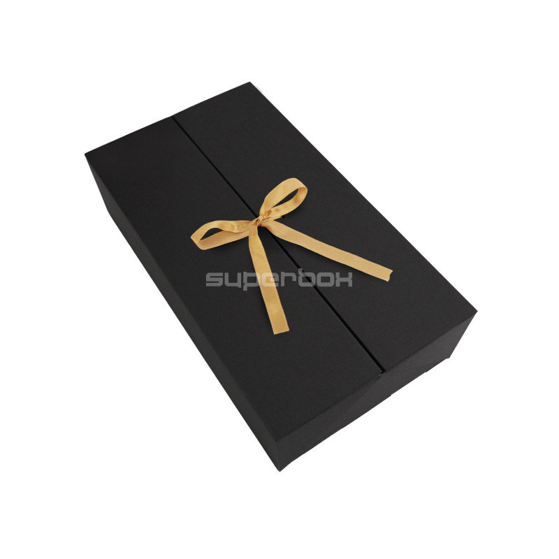 Double Door Black Box with Gold Ribbon