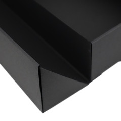 Double Door Black Box with Gold Ribbon - close view of the side