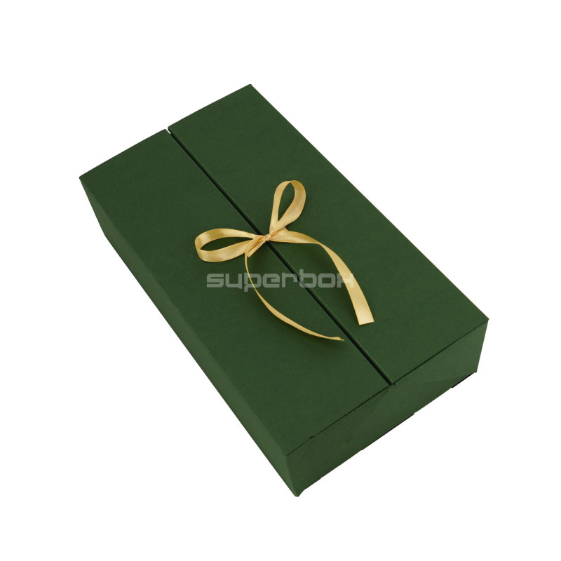 Double Door Green Gift Box with Ribbon | 340x190x85 mm | Superbox