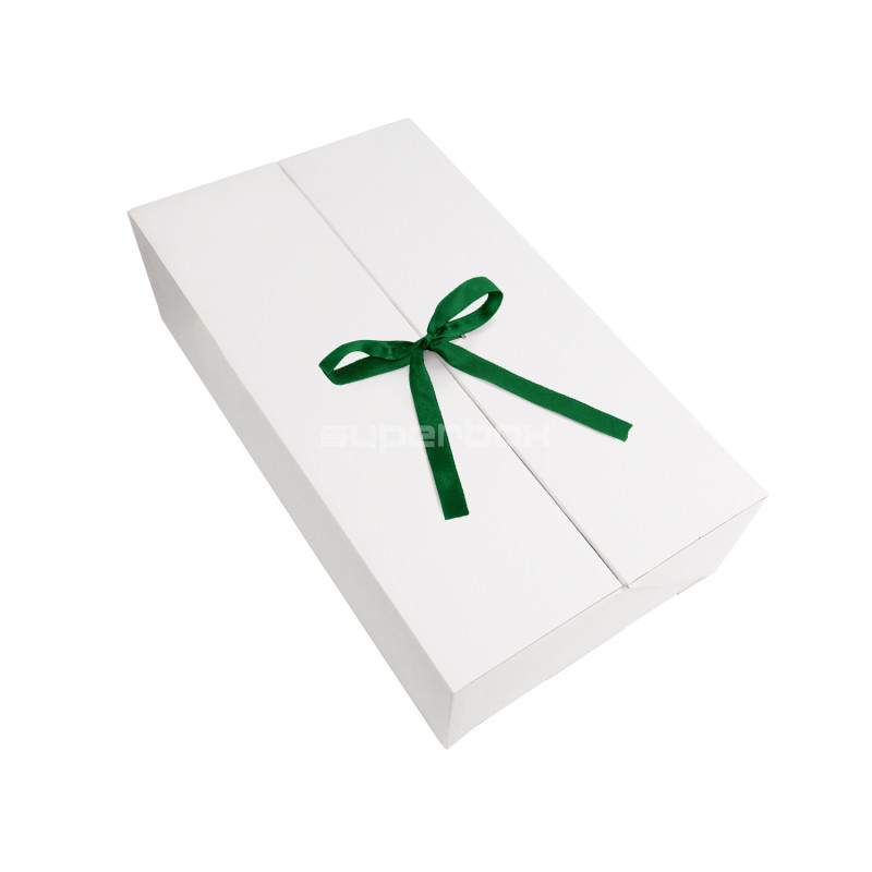 Double Door White Gift Box with Ribbon