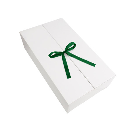 Double Door White Gift Box with Ribbon | 340x190x85 mm | Superbox