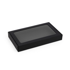 Чёрная коробка из гофрокартона с окошком, 300×180×40 mm
