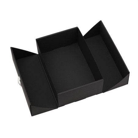 A5 Format Double Door Black Box with Integrated Gold Ribbon