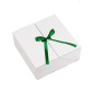 Square Double Door White Gift Box with Integrated Satin Ribbon