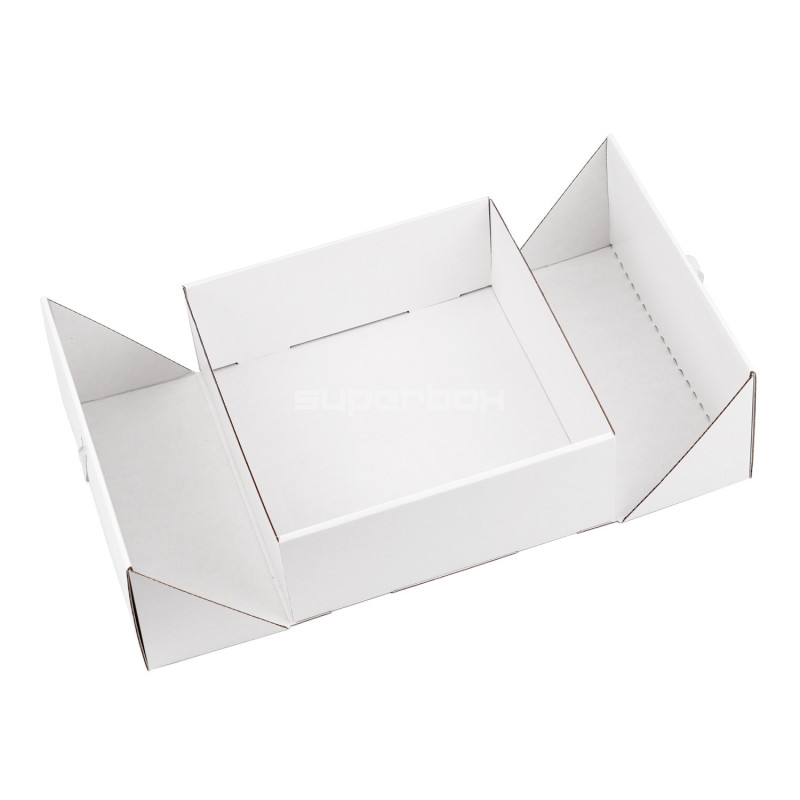 Square Double Door White Gift Box with Integrated Satin Ribbon