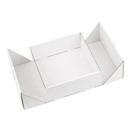 Square Double Door White Gift Box with Integrated Satin Ribbon