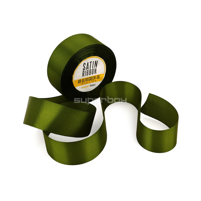 Lai oliiviroheline satiinlint, 38 mm lai