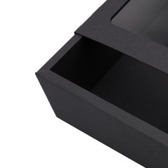 Black gift box with a sleeve and window, 240x160x85 mm