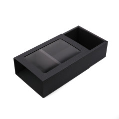 Black gift box with a sleeve and window, 240x160x85 mm