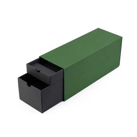 Green Oblong Gift Box for Bottle with Two Drawers