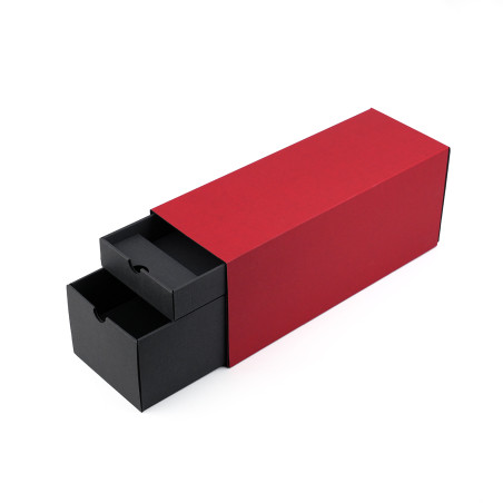 Red Oblong Gift Box for Bottle with Two Drawers