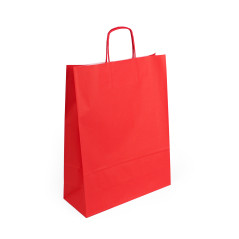 Large red paper bag with twist paper handles, 320x120x400 mm