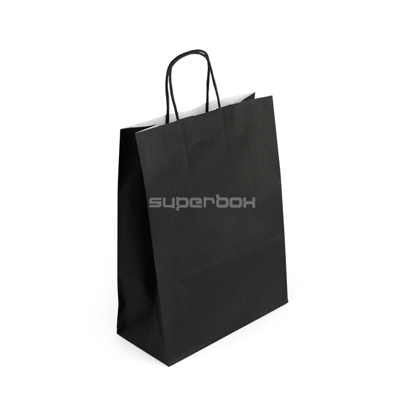 Black paper bag with twist paper handles, 250x110x320 mm