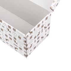 Valge horisontaalne kinkekarp klapiga kaanega ja talvemustriga, 335x115x115 mm