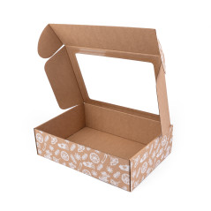 Коричневая коробка A4 с рождественскими мотивами и окном