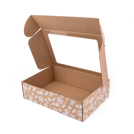 Brown A4 Box with Christmas Motifs and Window