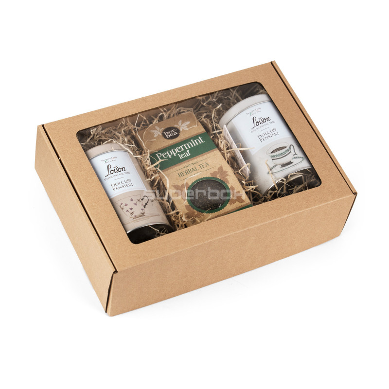 Коричневая подарочная коробка размера A4 с окошком