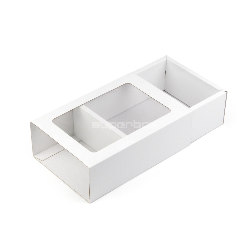 White gift box with a sleeve and window, 240x160x85 mm