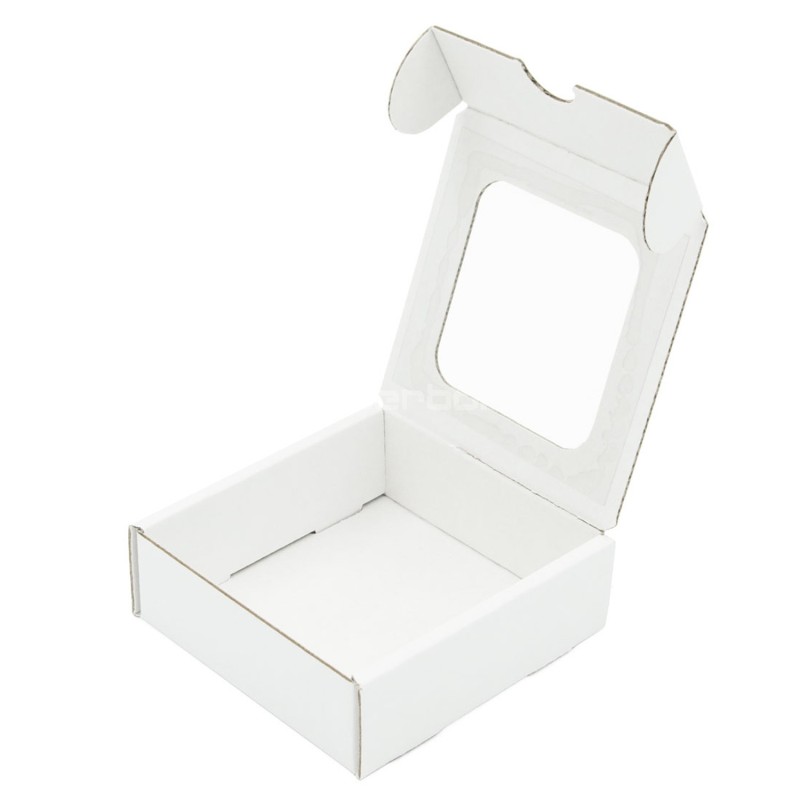 White Mini Box from Corrugated Board with Window