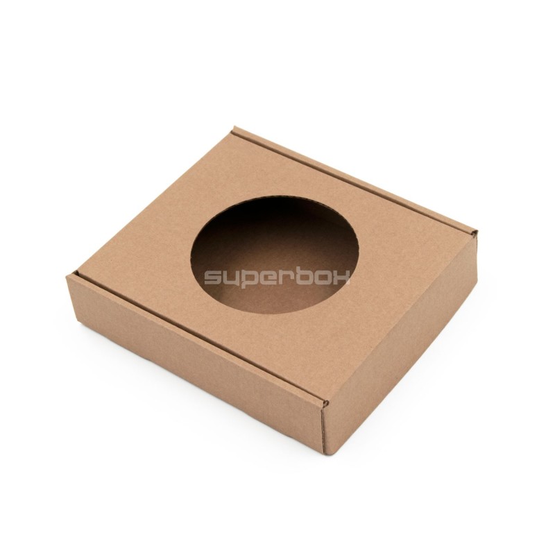 Brown Square Gift Box with Round Window