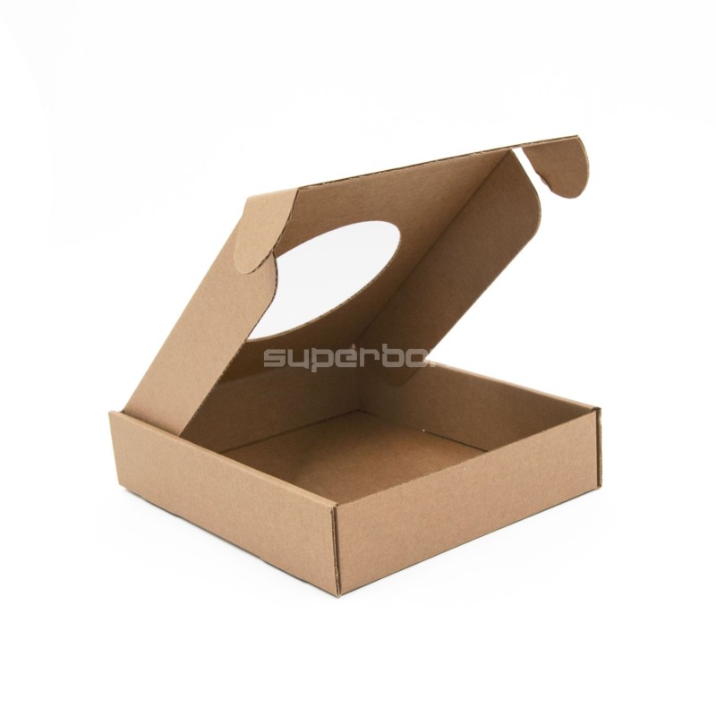 Brown Square Gift Box with Round Window