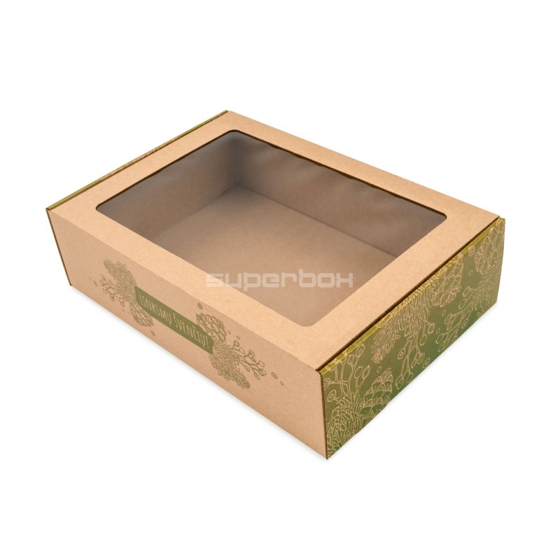 Eco Christmas Gift Box with Green Print, A4 Size