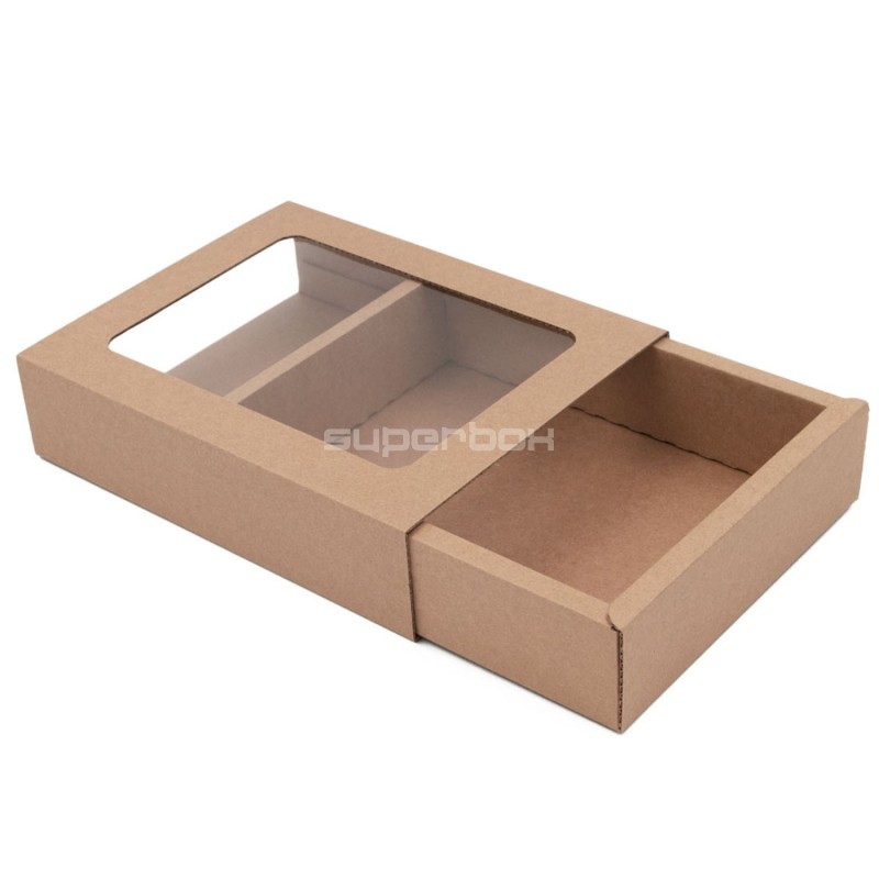 Brown Sleeve Gift Box with Clear Window