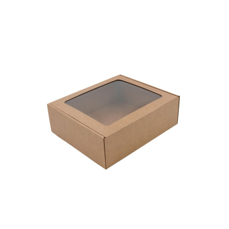 Standard Size Brown Gift Box with Window for Cosmetic Product Packaging