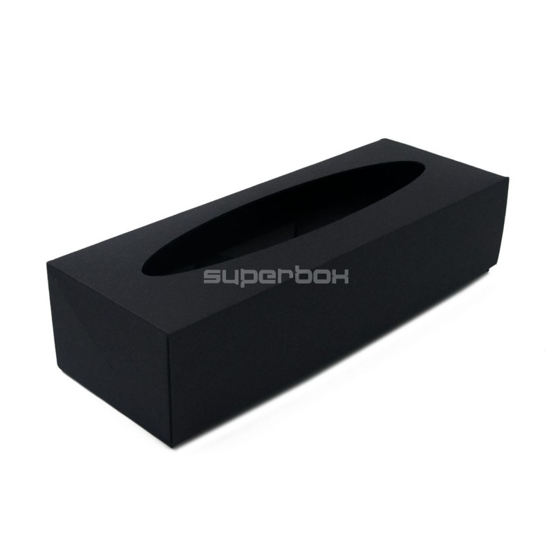 Black Oblong Gift Box with Oval Window for 3 Jars