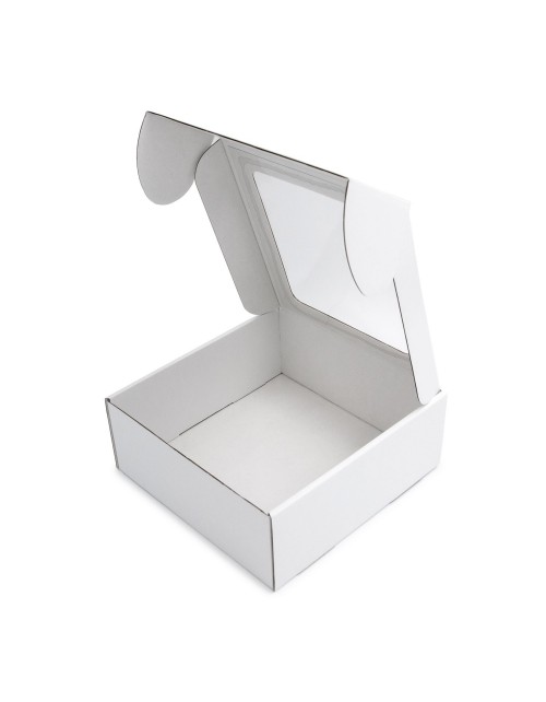 Белая коробка с окошком из ПВХ