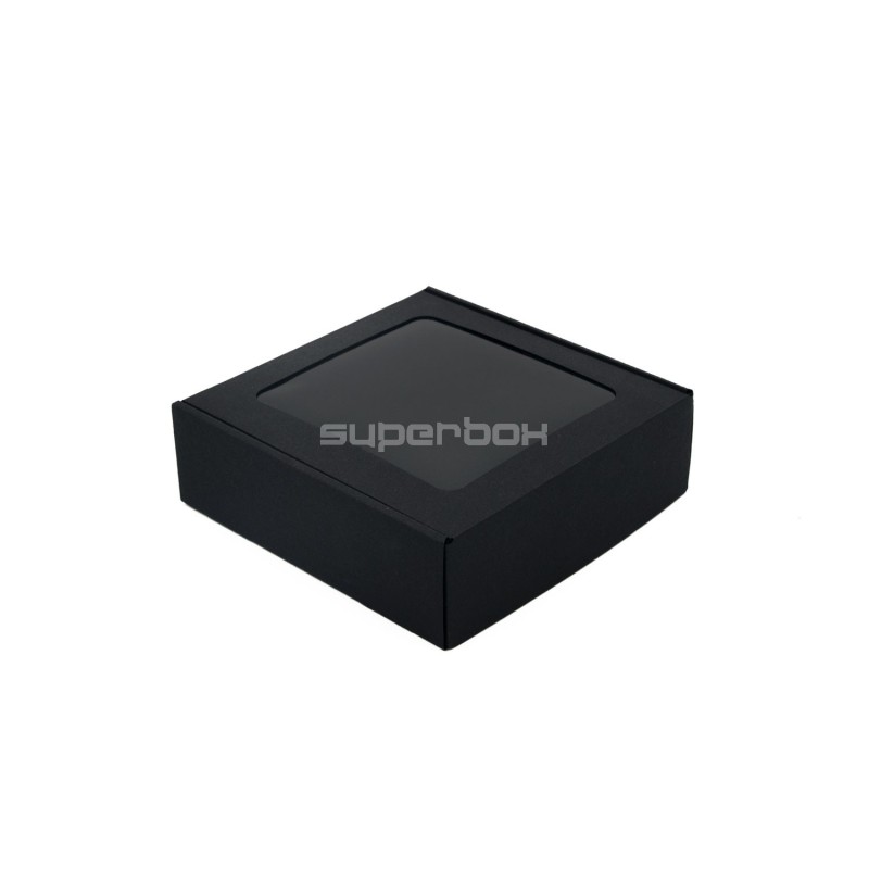 Black Small Gift Box with PVC Window, 6 cm Height