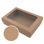 Brown Base-Lid Gift Box with Stripes and Window of 8,5 cm Height