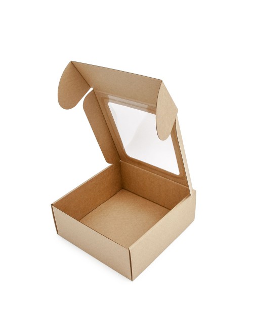 Коробка с окошком из ПВХ для упаковки банок с соусом