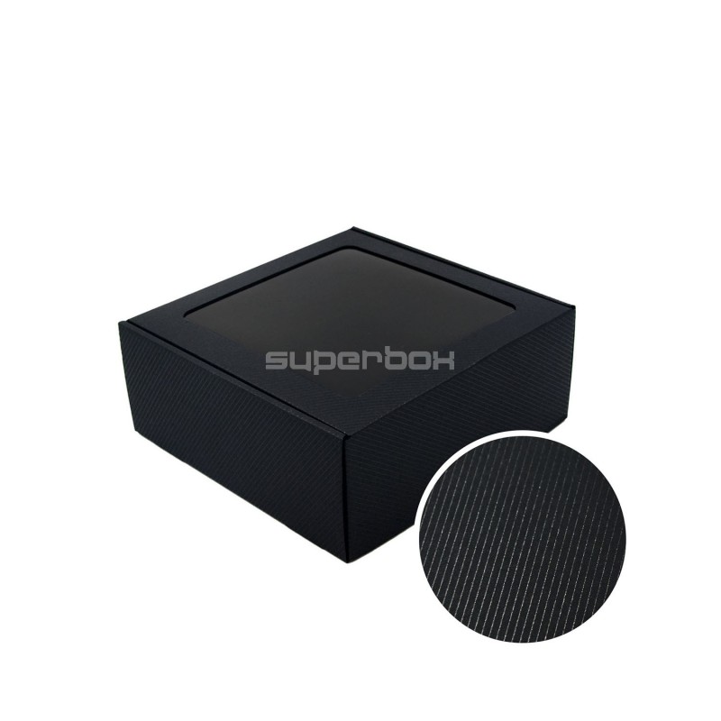 Black Sauce Jars Box with a PVC Window and Stripes Design