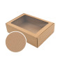 Brown A4 Size Gift Box with Window and Brown Stripes