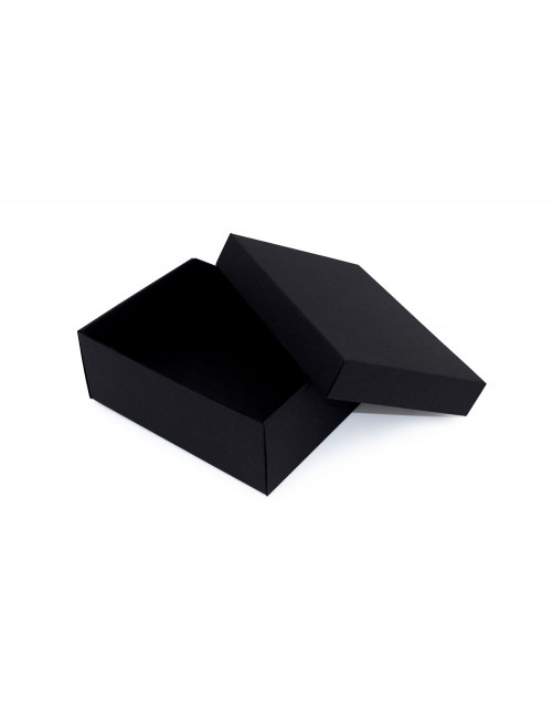 Черная прямоугольная подарочная коробка в открытом виде