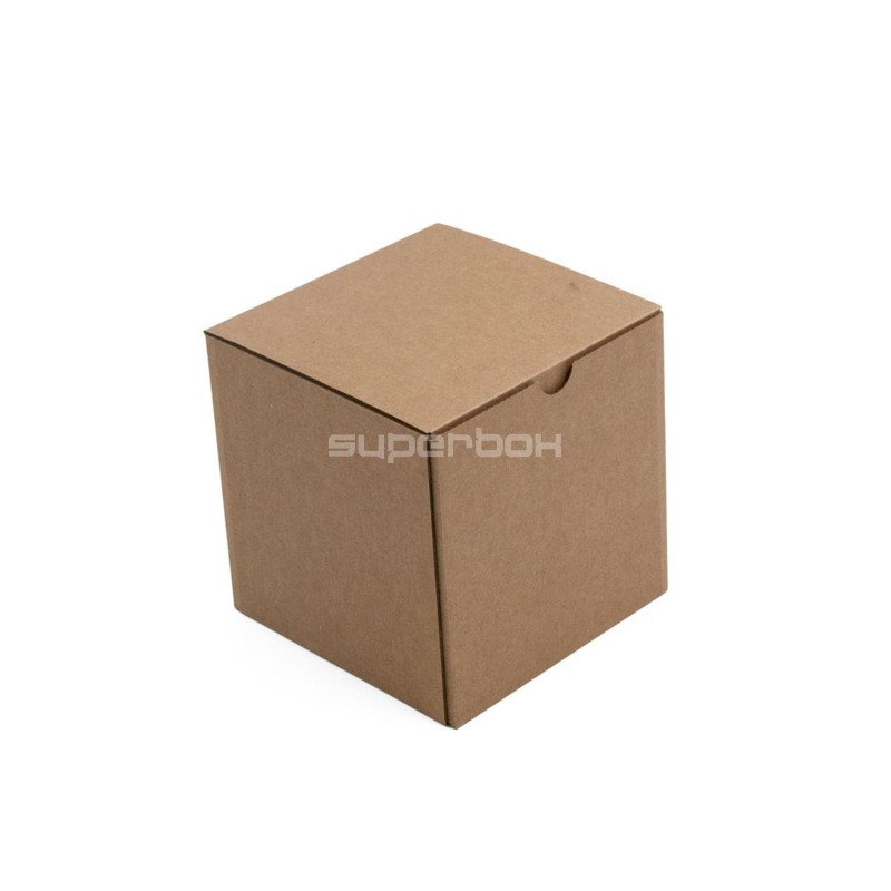 Brown Cube Box of Corrugated Cardboard