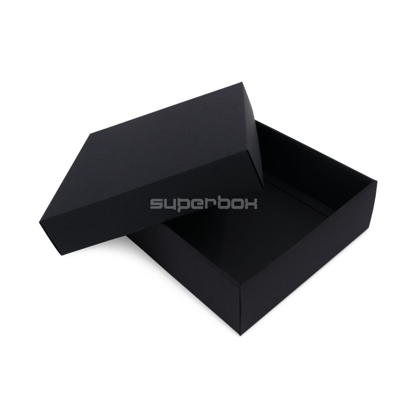 Sturdy Black Square Gift Box of Height 8 cm with a Lid